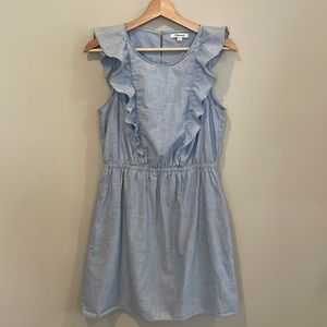 Madewell Chambray Ruffle Mini Dress
